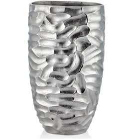 Resim Lamedore Comb Gümüş Büyük Vazo 22 X 27 X 43 Cm Gümüş 