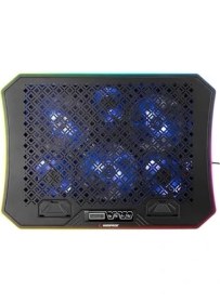 Resim AD-RC34 Metafor Rgb 6 Fanlı Telefon Tutuculu Rgb Işıklı 15-17 Notebook Soğutucu Stand 