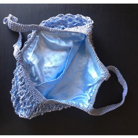 Resim boragarage Kağıt Astarlı Omuz Askılı El Örgüsü Plaj ,gündelik Omuz Çanta Handmade Mavi 22301 