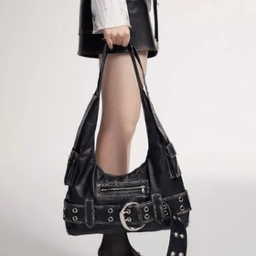 Resim Amerikan Modası Sweetheart Stil Büyük Kapasiteli Çok Yönlü Serin Motosiklet Çantası Retro İşe Giderken Yüksek Kaliteli Büyük Çanta Kadın Omuz Çantası 