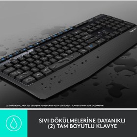 Resim logitech MK345 Kablosuz Klavye Mouse Set Türkçe Siyah Wireless Combo 