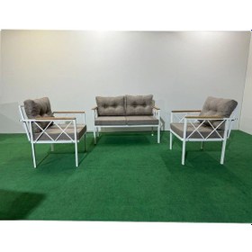 Resim 2+1+1 Beyaz Profil Balkon-bahçe-kafe- Çay Seti-koltuk Takımı-oturma Grubu-ofis Koltuğu Cappuccino 