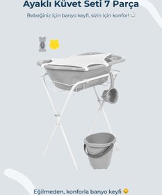 Resim Babyjem Ayaklı Küvet Seti 7 Parça Soft Gri 
