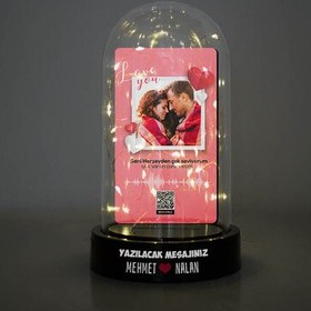 Resim Spotify Ses İzi Love Tasarımlı Işıklı Fanus 