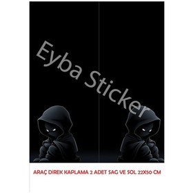 Resim Araç Kapı Direk Kaplama Folyosu Kızgın Desenli Drk12 Sağ Sol Takım 2 Adet - 22x50 Cm 