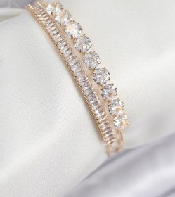 Resim BURCU MODA Pirinç Zirkon Taşlı Su Yolu Model Gold Renk Kadın Bileklik 
