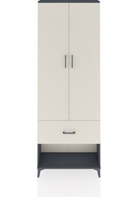 Resim Arges Dolap Tek Raflı Tek Çekmeceli Tek Askılı 88x30x243 Antrasit-aytaşı Antrasit 