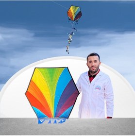 Resim Kumaş Çerçeveli Altıgen Uçurtma - Rengarenk 