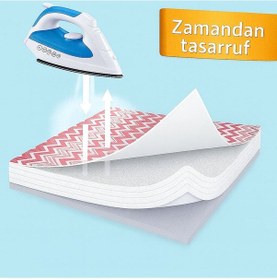 Resim Ütü Masası Kılıfı Keçeli Pembe Zikzak Desen Battal Boy Xxl Pamuklu Yanmaz Üretim Açık Pembe 