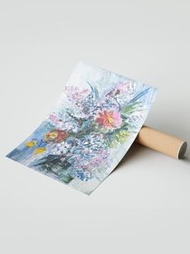 Resim Zestia Çerçevesiz Poster, Mor Çiçek Demeti Detaylı Tablo, Salon Dekoru Poster No: 113544 21 x 30 