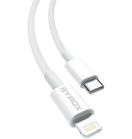Resim Syrox C147 Qc 3.0a 20w 1mt Type-c - Lightning Şarj & Data Kablosu - Beyaz 