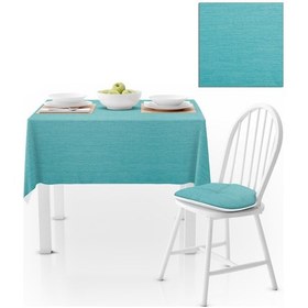 Resim Turkuaz Kadife Dokulu Masa Örtüsü 180x220 