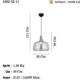 Resim LUCEA ACE Q30 TEKLI ANTIK LAK SARKIT AVIZE 1XE27 