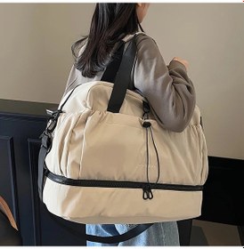 Resim Gateesat Eonothem Geniş Seyahat Çantası Beige Ayarlanabilir Askı Cep Haftasonu İş Tatil Bej 