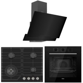 Resim Ferre Flowart NT Asimetrik Seriisi 3'lü Siyah Ankastre Set ( QBL62CS-NT025-D063 ) 