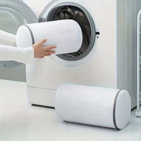 Resim 1 Adet Dayanıklı Polyester Ayakkabı Çamaşır Torbası Fermuarlı, Sneakerlar, Koşu Ayakkabıları ve Sütyenler için Dairesel Mesh Yıkama Torbaları - Makinede Yıkanabilir Seyahat & Ev Organizasyon Torbası, Çamaşır Aksesuarları, Sneaker Temizleyici, Silindirik Şekil, Koruyucu Kumaş Kaplama, Çamaşır Torbaları 