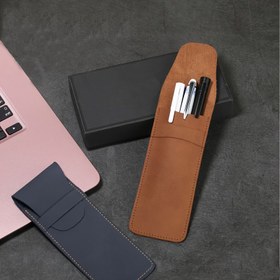 Resim 1 adet Vintage Mat PU Deri Kalem Kutusu - Kompakt Flip-Top Kırtasiye Düzenleyici Kalem, Marker & Ofis Malzemeleri için, Öğrenciler, Profesyoneller & Seyahat Edenler için İdeal (Lacivert/Kahverengi) 