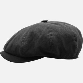 Resim Külah Erkek İngiliz Groovy Şapka Premium Keten Siyah Kasket 