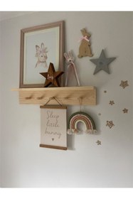 Resim metre dizayn Ahşap Dekoratif Askılı Raf Bebek Çocuk Odası Raf 60 Cm 