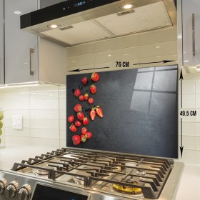 Resim Decorita Çilek Desen | Cam Ocak Arkası Koruyucu | 49.5cm x 76cm 