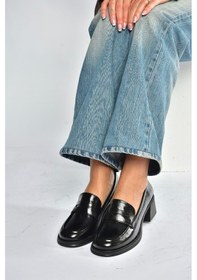Resim Fox Shoes T820145360 Siyah Rustik Kalın Topuklu Kadın Ayakkabı Siyah 