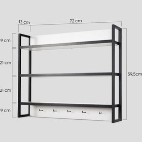 Resim Metal Ahşap Mutfak Malzeme Rafı Baharatlık Duvara Monte Terek 