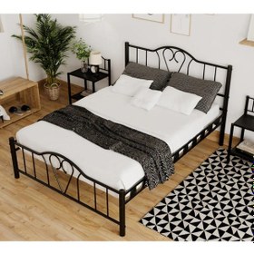 Resim Reyo Orkide Çift Kişilik Ferforje Siyah Metal Karyola 180x200 