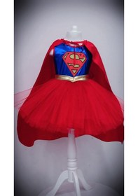 Resim Supergirl Kız Çocuk Doğumgünü Elbisesi & Parti Kostümü 