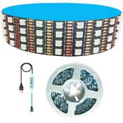 Resim AOEVK 5.0metre Akıllı LED Şerit Işıkları 5050 RGB+IC ile Takip Etkileri-WS2812B Bireysel Adreslenebilir, USB 5V 60LEDs/pixel/m TV Arka Işık (127.0-215.9cm) Ev/Duvar Dekorasyonu, Cadılar Bayramı Noel Düğün Partisi Hediyesi 
