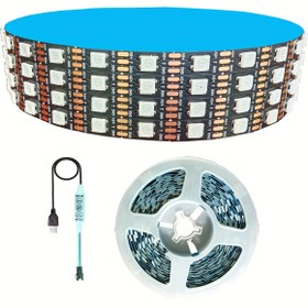 Resim AOEVK 5.0metre Akıllı LED Şerit Işıkları 5050 RGB+IC ile Takip Etkileri-WS2812B Bireysel Adreslenebilir, USB 5V 60LEDs/pixel/m TV Arka Işık (127.0-215.9cm) Ev/Duvar Dekorasyonu, Cadılar Bayramı Noel Düğün Partisi Hediyesi 