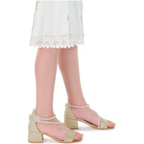 Resim Kiko Kids Pisar Günlük Kız Çocuk 4 Cm Topuklu Sandalet Abiye Ayakkabı Altın Altın 