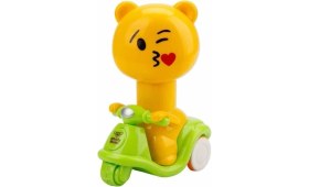 Resim Farbu Oyuncak Sarı Emoji Kafalı Bas Git Motorsiklet, Çocuklar Için Oyuncak 