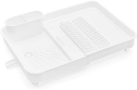 Resim Miss Collection Açılır Kapanır Bulaşıklık Tabaklık, Su Tahliye Oluklu ve Çatal Bıçak Kurutmalıklı-Modern Tasarım Plastik (Beyaz) 