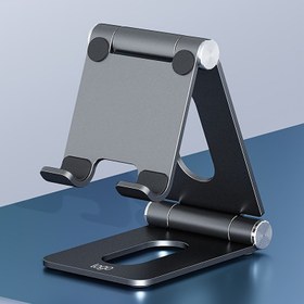 Resim 1 adet Alüminyum Alaşımlı Cep Telefonu Tutucu Masaüstü Katlanabilir Çok Fonksiyonlu Tembel Metal Tahta Standı 