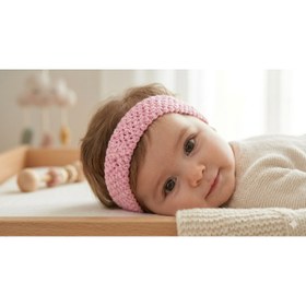 Resim Deniz Party Store Pembe Örgü Lastikli Bebek Saç bandı Bandana 1 Adet 