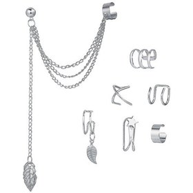 Resim Kulak Klipsi Seti 5 Parçalı Yaratıcı Kişilik Çift C Kıkırdak U Şeklinde Çift Katmanlı Kulak Tıkacı Kulak Deliği Olmadan 64 