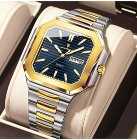 Resim Fochsia Poedagar Erkekler İçin Şık Lüks Çok Yönlü Kuvars Saat 672 Altın Mavi 3 Çelik Kayış Suya Dayanıklı Diğer 