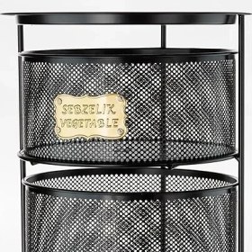 Resim Katlı Açılır Kapanır Paslanmaz Metal Sebzelik Yükseklik 94 cm -(Siyah) 