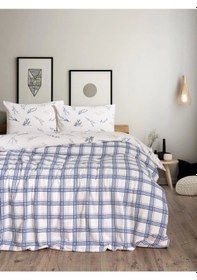 Resim Cotton Box Flanel Nevresim Takımı Çift Kişilik Lavanid Mavi 