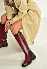 Resim Fox Shoes V312513560 Bordo Rustik Alçak Topuklu Kadın Çizme 