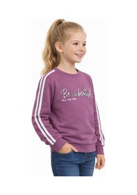 Resim Kız Çocuk Kol Şeritli Sweatshirt Bgl-st05269 Gül Kurusu 