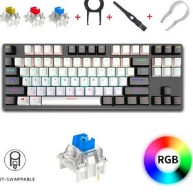 Resim K550 Kablolu Hot-swap Blue Switch Rgb Mekanik Klavye 87 Tuş 