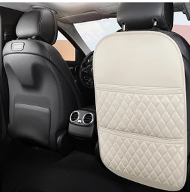 Resim Chuangyinshop Premium Suni Deri Araç Kolçakları Dayanıklı Sakluz Cebi Bej Renk Universal 