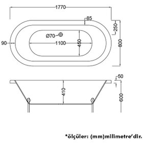Resim Aslan Ayaklı Küvet | Mazı | Sanacryl - 80x177 / Beyaz / 1 Kişilik 