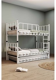 Resim Argimo Zambak Yavrulu Metal Ranza Ve Karyola Beyaz 90 x 190 