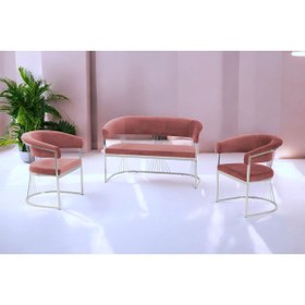 Resim Rozexi Rio Çay Seti Takımı Koltuk Takımı Oturma Odası Kafe Antre Hol Ofis 2+1+1 Krom Metal 