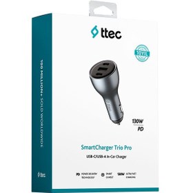 Resim Ttec Smartcharger Trio Pd 130w Araç Hızlı Şarj Aleti 2 Usb-c+usb- Gri 