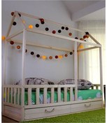 Resim MiniWood Montessori Yatak Çocuk Yatak Doğal Ahşap 90x190 Buse 