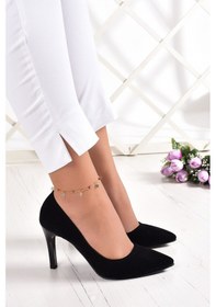 Resim Erkan Saçmacı Gowa Siyah Süet Sivri Burun İnce Topuklu Klasik Stiletto Ayakkabı 