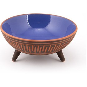 Resim Seramik Desenli Ayaklı Sunum Tabağı 20 Cm Lacivert 